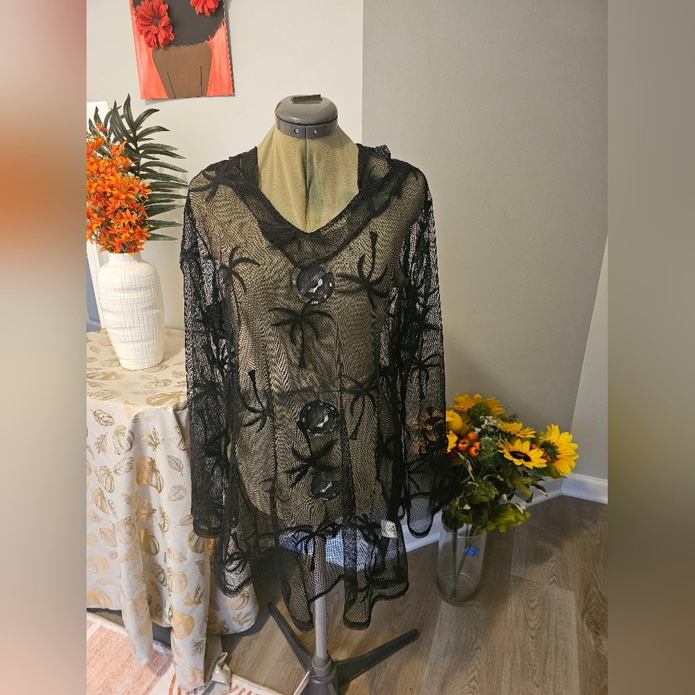 Miken Black Sheer Swim Coverup